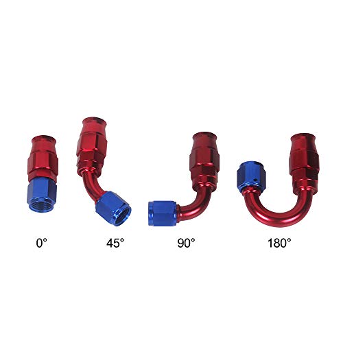 RuleaxAsi AN -6 (AN6) Encaixe de mangueira de teflon preto furtivo de 45 °