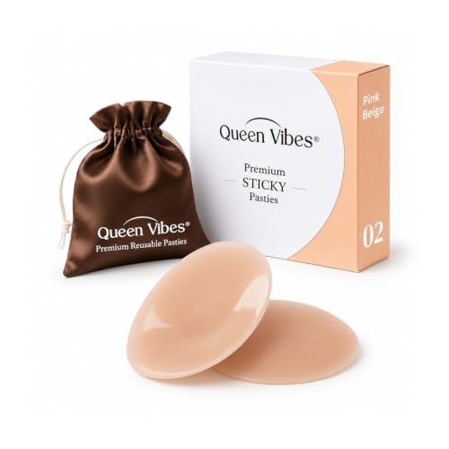 Image of QueenVibes Adhesive Silicone Nipple Covers, Reusable Pasties Skin Safe