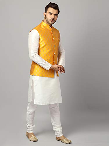 Image of Uri and MacKenzie Men's Silk Blend Kurta Pajama with Designer Ethnic Nehru Jacket /Modi Jacket