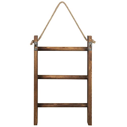 Mygift BATH0227DKBRN Rustic Dark Brown Wood Wall Hanging 3 Tier Hand Towel Ladder Rack thumb #5