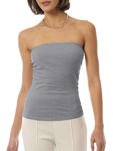 Image of MixMatchy Women's Stretchy Strapless Tube Top Y2K Bandeau Top