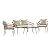 Flash Furniture Evin Boho 4 Piece Patio Conversation Set - Natural Rope Rattan - Cream All-Weather Cushions - Tempered Glass Top Coffee Table - Indoor/Outdoor