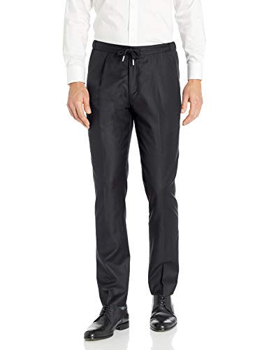 Amazon Brand - Buttoned Down Men's Slim-Fit Italian Wool Drawcord Elastic Waist Dress Pant, Charcoal, 34W x 30L