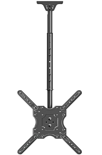 ELIVED TV Deckenhalterung für die meisten 26-65 Zoll Flach & Curved Fernseher bis zu 45KG, max. VESA 400x400mm, Höhenverstellbare TV Halterung für Flachdach oder Schrägdach, EV3015