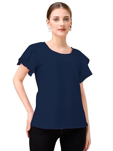 Image of Mehrang Women's Solid Ribbed Crop Tank Top Ribbed Tops for Women V-Neck 3 /4th Balloon Sleeves