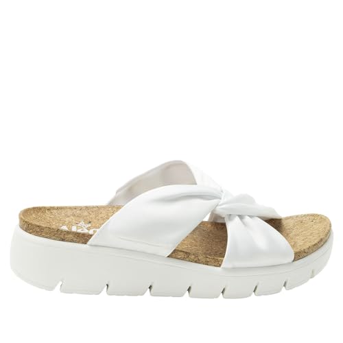 Alegria Women Rylie Vegan Leather Lightweight Platform Satin Scarf Tie Slide Sandal2