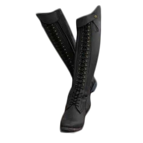LNNLOO Stivali da Equitazione Termici (34-43), Alti Fino al Ginocchio, Allacciati + Punta Affilata, Antiscivolo + Impermeabili, Tacco Basso (1-3 Cm), per Unisex/Inverno,39,Black