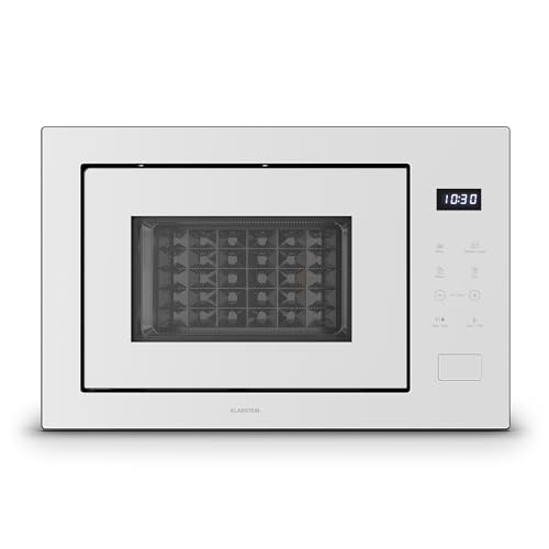 Klarstein Velaire Micro Onde Encastrable 25 Litres avec Grill – 850W, 1200W Grill, 8 Programmes, Commande Tactile, Acier Inox, Plateau 31,5cm – Micro-ondes...