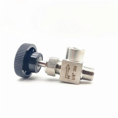 Válvula de aguja 1/8 de acero inoxidable 304 con rosca macho a hembra tipo ángulo recto 2