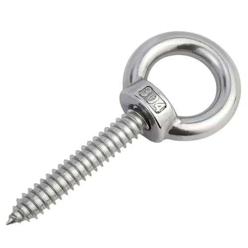 WLIHDB Ganchos De Rosca 20 tornillos autorroscantes de acero inoxidable con ganchos anillo redondos, perno madera tipo ojo oveja autoperforante Para Casa