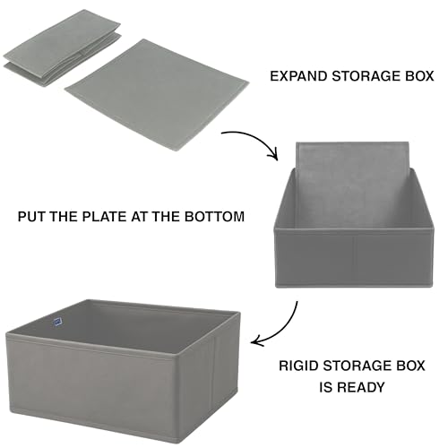 Image of Skrill 12-Piece Foldable Cloth Storage Box Set | Cube Baskets, Bins & Dividers for Closet & Dresser Drawer Organization - Grey