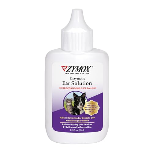 ZYMOX Enzymatic Ear Solution with 0.5-Percent Hydrocortisone, for Dog & Cat, 1.25 oz