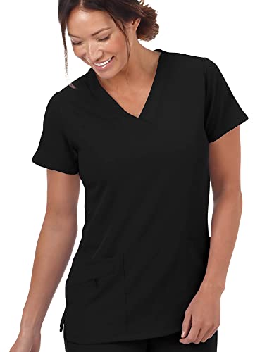 Jockey Women's Scrubs Women's V-Neck Crossover Scrub Top, Black, l