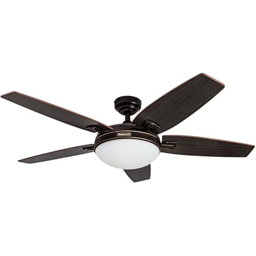 Honeywell Ceiling Fans Carmel, 48 Inch Contemporary Indoor LED Ceiling Fan with Light, Remote Control, Dual Mounting Options, Dual Finish Blades, Reversible Motor - 50197-01 (Bronze)