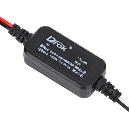 DROK 降圧コンバータ 12V 24V DC8-32VからDC5V 3Aへ 固定出力 降圧モジュール 降圧トランス 電圧レギュレータ 変圧器 安定器 高効率変換 過電流保護 車載/監視カメラ用