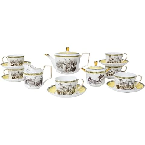 ACMLIFE Bone China Tea Set for 6, 21 Piece Porcelain Tea Set for Adults, Vintage Tea Sets for Women Tea Party or Gift Giving Cover