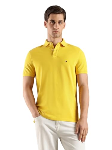 Image of Tommy Hilfiger Solid Regular fit Cotton Polo t-Shirt