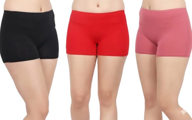 switchon Women Clothing & Innerwear Collection (Multiple Variants) Pack of 3 Women Boy Short Black, Red, Pink Panty-picture-28
