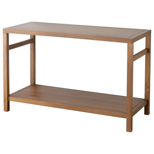 Happy Garden Meuble sous Vasque en Teck Massif 120 cm Dewi – Meuble Salle de Bain Robuste et Naturel, supportant 50 kg, Design rectangulaire, 1 étagère, Installation...