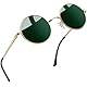 Joopin Klassische Runde Sonnenbrille Herren Hippie und Polarisierte Sonnenbrille Damen Rund Vintage Steampunk Retro Brille UV400 mit Metallrahmen (Gold G15 Grün)
