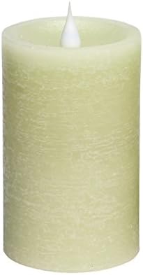 SIMPLUX Led 3D Wave Moving Flameless Battery Operated Flickering Real Wax Candle, 3x7'', Green