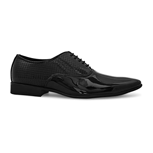 Image of San Frissco Textured Formal Oxfords Faux Leather Upper Cushioned Footbed | Comfortable Fashionable Stylish Flexible for Men