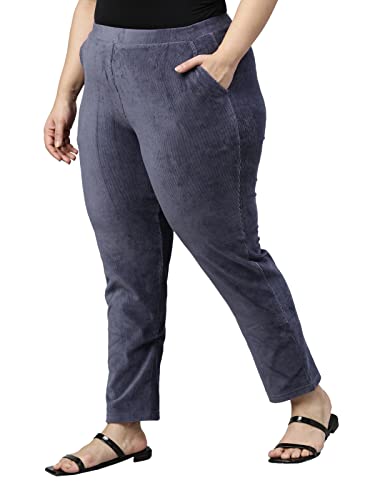 Image of GO COLORS Solid Corduroy Treggings for Women | Warmtech, Mid Rise, Side Pocket