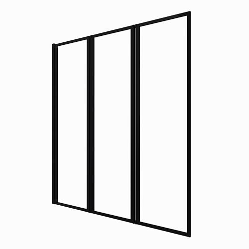 Mampara de baño de diseño moderno triple negro con perfiles mate de alta resistencia 3