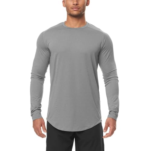 Men Casual T-Shirt Business Classic Men Polo Shirt Mode Men Shirt All-Match Comfortable Loose Men Longsleeve Shirt D-Grey L