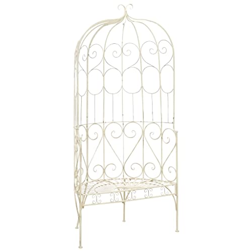 Vidaxl Arco Da Giardino Con Panca, Arco Da Giardino Con Panca Per Feste, Matrimoni, Arco Da Giardino Per Esterni, Prato, Cortile, Ferro Bianco Antico