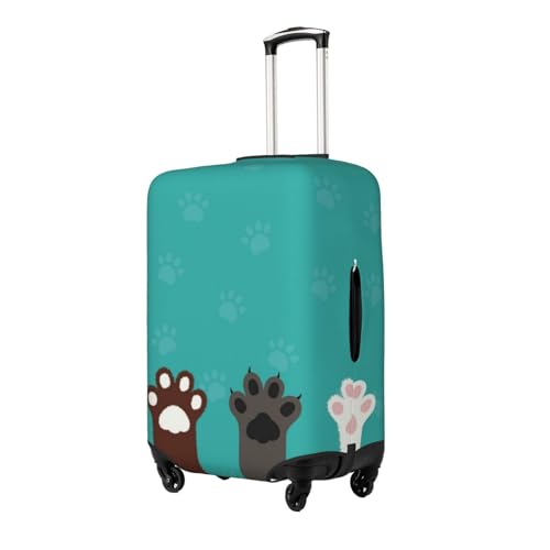 Cute Cat Paw And Dog Luggage Cover Washable Elasticated Luggage Covers for Suitcase tsa Approved Stylish Dust and Scratch Resistant Luggage Case Protector for Kids and Adults -2