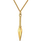 JAJAFOOK Men's Weapon Necklaces Titanium Steel Spearhead Shuriken Charm Pendant (Gold)