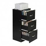 anrekl Caisson de Rangement, Meuble Bureau 3 Tiroirs, Verrouillable Armoire Meuble de Rang...