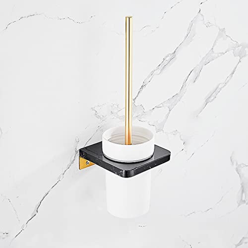 MKYOKO Toallero Toallero de baño, Herrajes de baño de mármol Negro, Toallero con Estante de Barra, Portarrollos de Papel tisú, Herrajes de baño/Escobillero