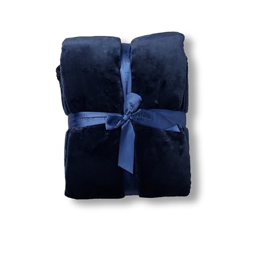Neyam All Season Soft Blanket for Bed Sofa & Couch Lightweight Double-Sided Design with a Velvet Feel 200 x 150 cm Dark Blue