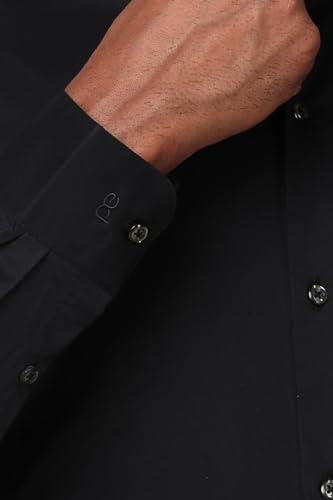 Image of Peter England Men Polycotton Slim Fit Full Sleeve Stretchable Solid Formal Shirt | Lycra Comfort