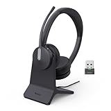 Yealink BH70 with Stand Wireless Bluetooth Headset with Microphone for Work, up to 35h Talking Battery Life, 3 Noise Cancellation Mics, Teams Certified, ≤90min Fast Charging, NO Power Adapter Needed