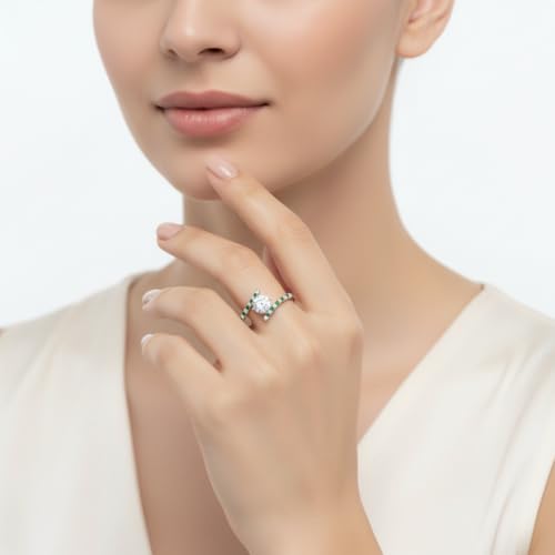 Image of Choose Your Gemstone Bypass Modern Round Diamond CZ Ring 925 Sterling Silver Round Shape Side Stone Engagement Rings Lightweight Office Wear Everyday Gift Jewelry US Size 4 to 12