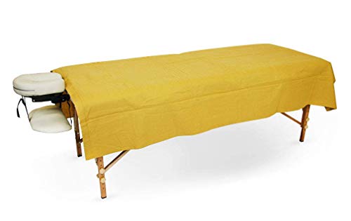 POLY-COTTON SPA Massage Table Sheets Covers 3 Pieces Full Set NO Wrinkling & Shrinking (Saffron Yellow)