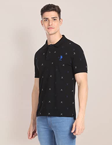 Image of U.S. Polo ASSN. Printed Slim Fit Polo T Shirts for Men - 100% Cotton, Half Sleeves Mens Tshirt