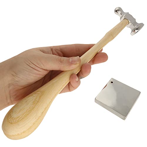 The Beadsmith CH223-B1 Chasing Hammer & Bench Block - Two-Sided Hammer, 10.75", Wood Handle – 1.5 Inch Steel Block With Hole For Riveting & Bending – Tools For Metalworking, Stamping & Jewelry Making thumb #4