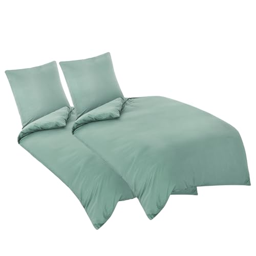 Aisbo Bettwäsche 135x200 4teilig Grün - Mikrofaser Bettwäsche-Sets...