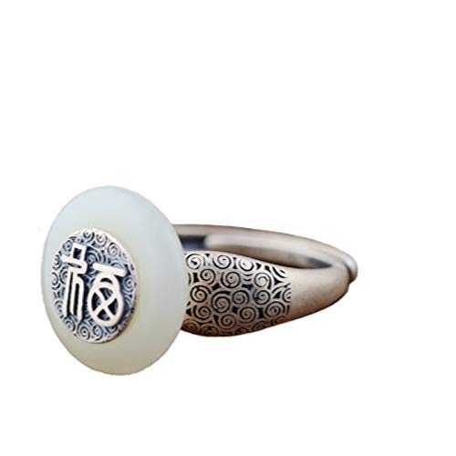 Bague en jade et argent 925 gravée de bénédiction pour votre bien-être