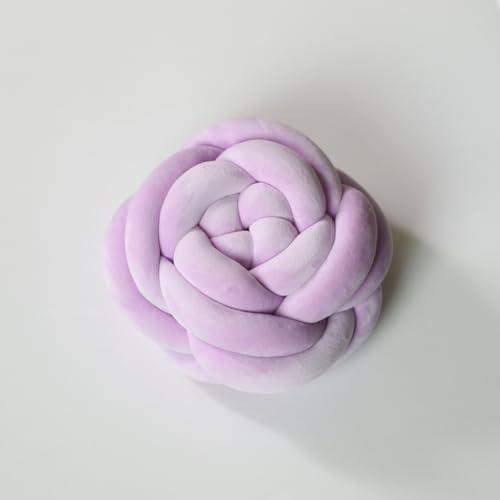 YISLEND Decorative Knot Flower Pillow, Soft Rose Flower Throw Pillows for Bed Couch, Aesthetic Velvet Knotted Plush Throw Cushion for Sofa Couch Bed Room Bedroom Decor (Purple, 11 in)