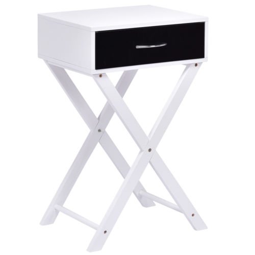 Casart End Table Night Stand Campaign Style Modern X-Shape Accent Side End Table Drawer
