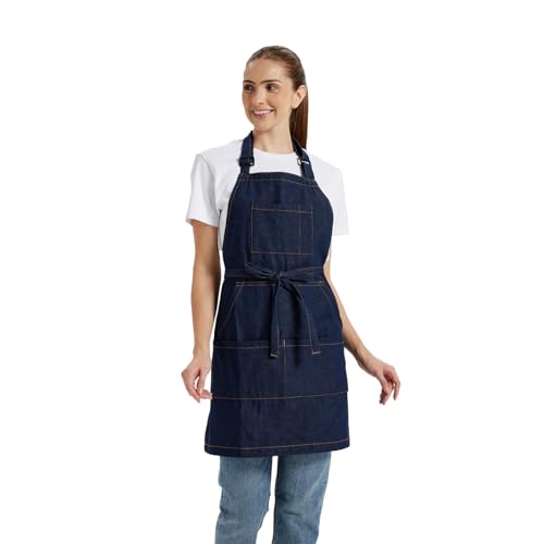 Adjustable Denim Chef Apron with Large Pockets