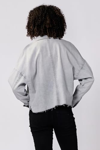 DEAR JOHN Gina Denim Shirt Jacket Women's Cropped Snap Button Long Sleeve4
