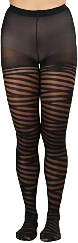 Image of ToBeInStyle Women's Strappy Zig Zag Lace Up Bandage Print Fashion Goth Tights