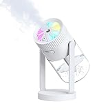 GUNNIE 加湿器 小型 卓上 【2025新設計・上下角度調整・18dB静音】 超音波加湿器 抗菌加工 大容量300ML 2段階パワフル加湿 水漏れ防止 USB給電式 長時間連続加湿 空焚き防止 自動停止機能 持ち運び便利 軽量 ポータブル お手入れ簡単 乾燥/花粉症/肌荒れ対策 アロマ対応 オフィス 寝室 車用 おしゃれ 7色LEDライト (ホワイト)