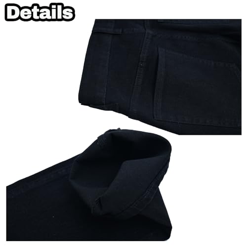YOWESHOP Customizable Mens Jeans,Reflective Stripes Denim Work Pants for Men,Construction Pants,Utility Denim Pant4
